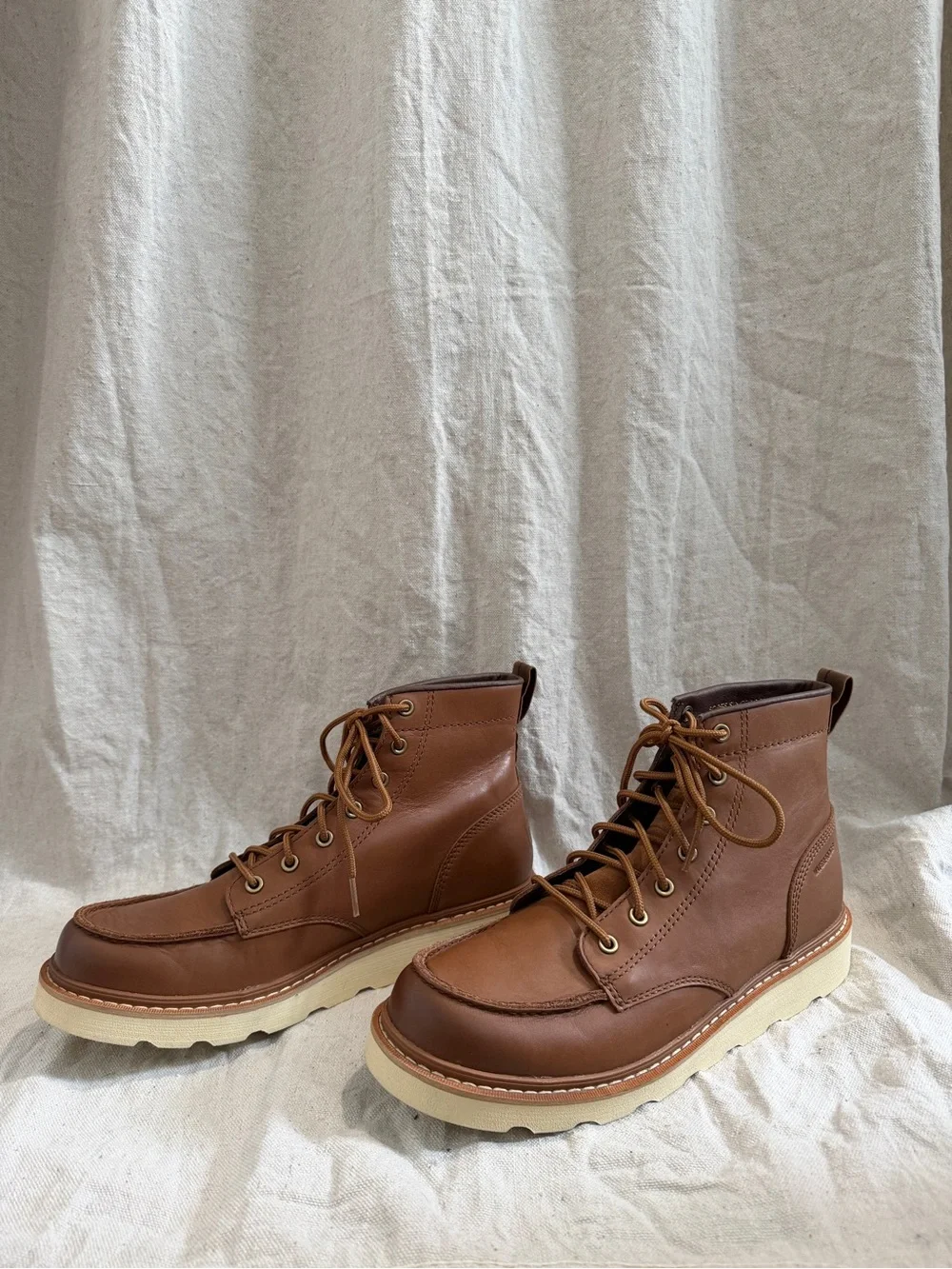 Sorel Slabtown ‘62 Moc Waterproof Leather Boots Men’s Size 10 Velvet Tan NEW